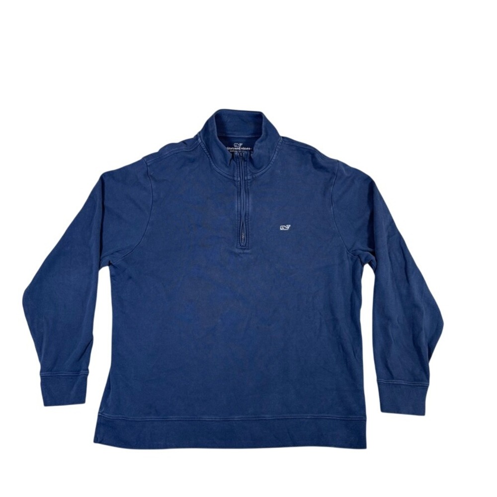 Vineyard Vines Mens Large Navy Blue 100% Cotton Quarter Zip Pullover Sweater